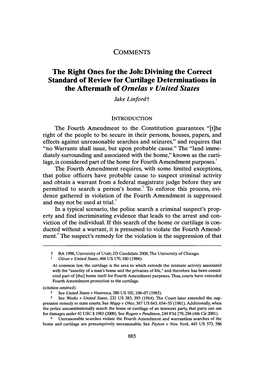 Divining the Correct Standard of Review for Curtilage Determiuations in the Aftermath of Ornelas V United States Jake Linfordt