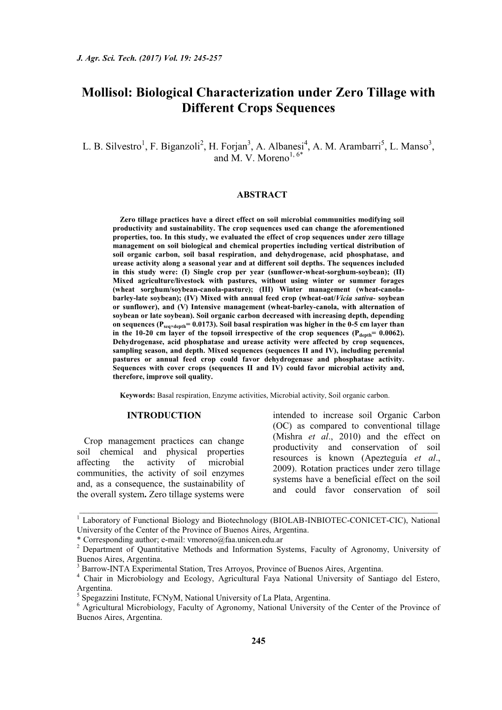 Mollisol: Biological Characterization Under Zero Tillage with Different Crops Sequences