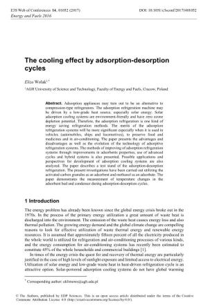 The Cooling Effect by Adsorption-Desorption Cycles