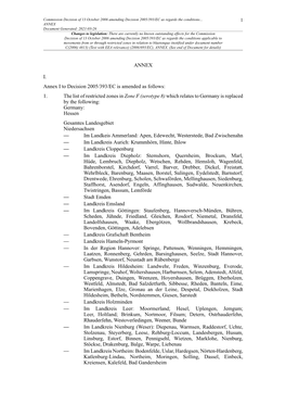 Commission Decision of 13 October 2006 Amending Decision 2005/393/EC As Regards the Conditions Applicable to Movements from Or T