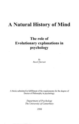 The Role of Evolutionary Explanations in Psychology