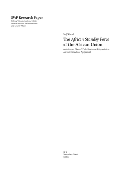 The African Standby Force of the African Union Ambitious Plans, Wide Regional Disparities: an Intermediate Appraisal