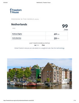 Freedom in the World Report, Netherlands