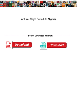 Arik Air Flight Schedule Nigeria