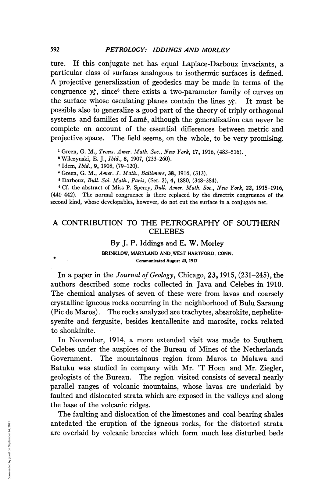 Congruence Yf, Since6 There Exists a Two-Parameter Family of Curves on the Surface Whose Osculating Planes Contain the Lines Yr