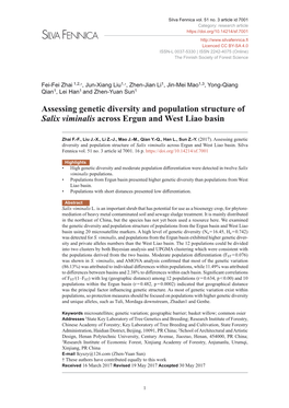 Assessing Genetic Diversity and Population Structure of Salix Viminalis Across Ergun and West Liao Basin