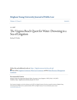 The Virginia Beach Quest for Water: Drowning in a Sea of Litigation, 11 BYU J