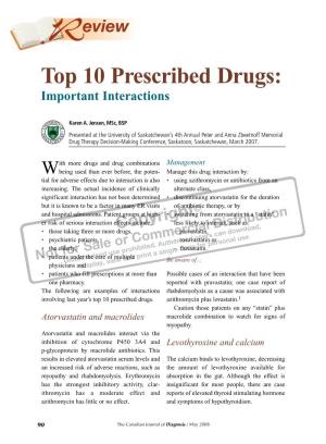 Top 10 Prescribed Drugs: Important Interactions