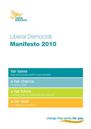 Liberal Democrat Manifesto 2010
