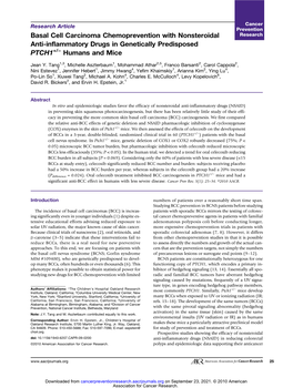 Basal Cell Carcinoma Chemoprevention with Nonsteroidal Anti-Inflammatory Drugs in Genetically Predisposed PTCH1+/− Humans and Mice