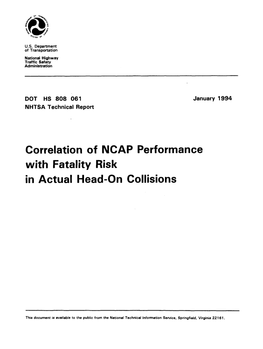 Correlation of NCAP Performance with Fatality Risk in Actual Head-On Collisions