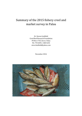 Summary of the 2015 Fishery Creel and Market Survey in Palau