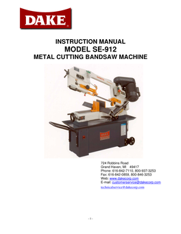 Model Se-912 Metal Cutting Bandsaw Machine