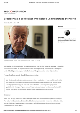 Bradlee Was a Bold Editor Who Helped Us Understand the World