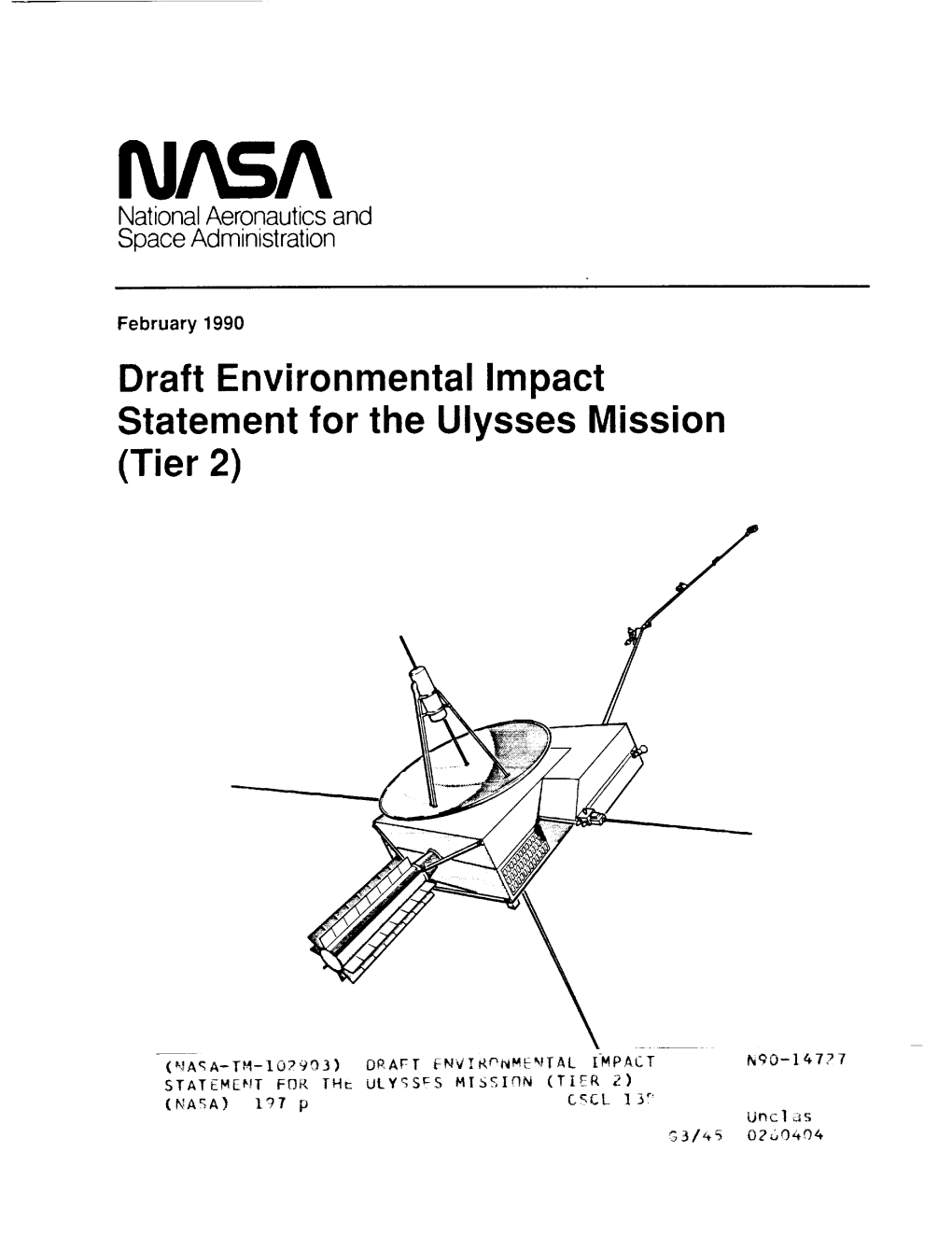 Draft Environmental Impact Statement for the Ulysses Mission (Tier 2)