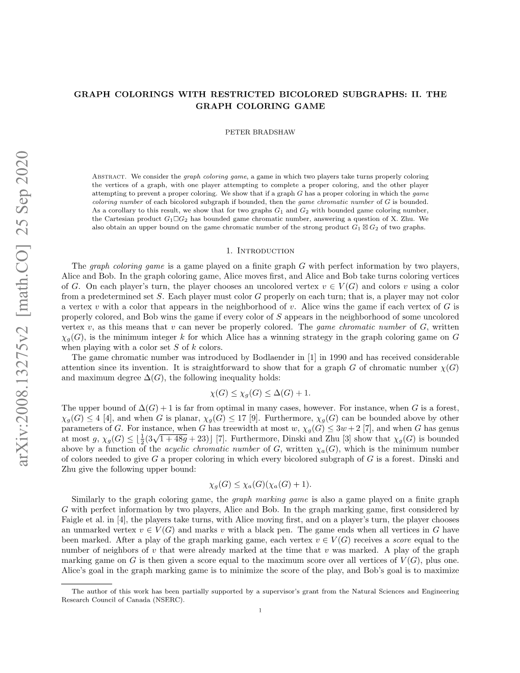 Arxiv:2008.13275V2 [Math.CO] 25 Sep 2020