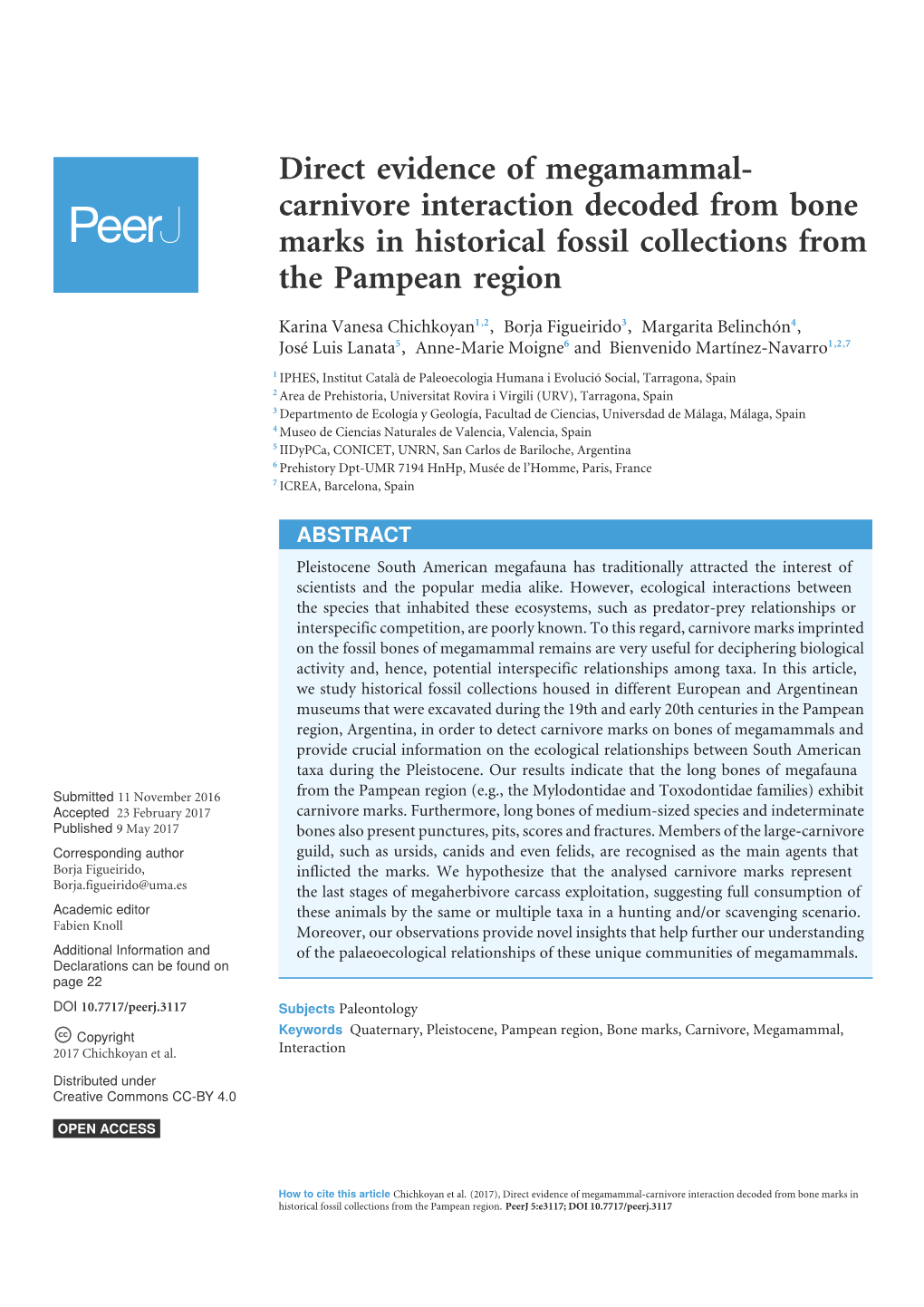 Carnivore Interaction Decoded from Bone Marks in Historical Fossil Collections from the Pampean Region