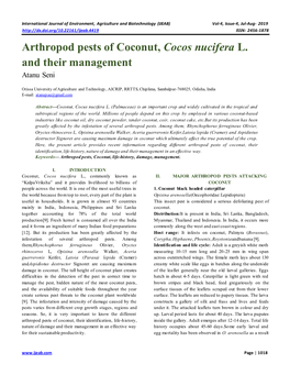 Arthropod Pests of Coconut, Cocos Nucifera L. and Their Management Atanu Seni