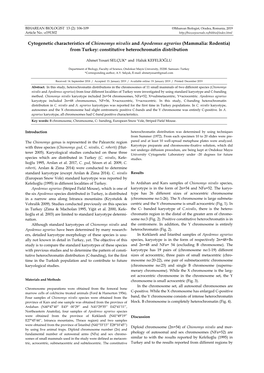 Cytogenetic Characteristics of Chionomys Nivalis and Apodemus Agrarius (Mammalia: Rodentia) from Turkey: Constitutive Heterochromatin Distribution