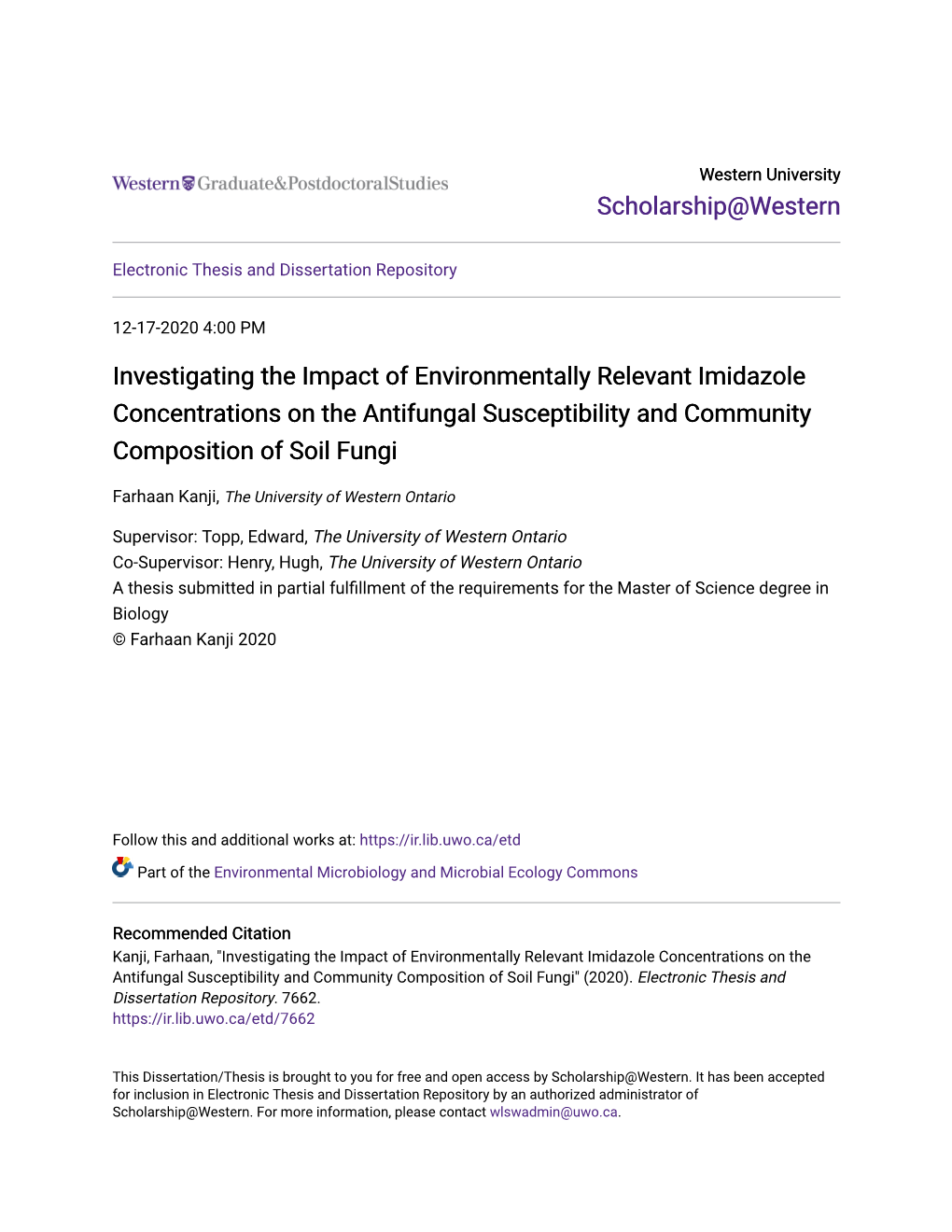 Investigating the Impact of Environmentally Relevant Imidazole Concentrations on the Antifungal Susceptibility and Community Composition of Soil Fungi
