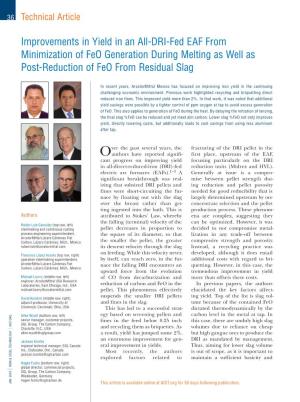 Improvements in Yield in an All-DRI-Fed EAF from Minimization of Feo Generation During Melting As Well As Post-Reduction of Feo from Residual Slag