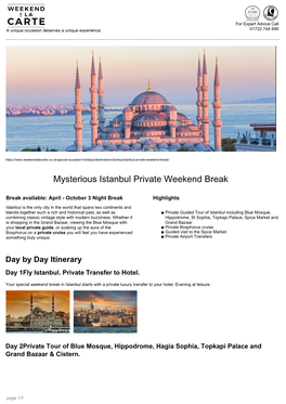 Mysterious Istanbul Private Weekend Break