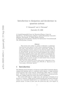 Introduction to Dissipation and Decoherence in Quantum Systems