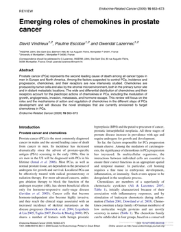 Emerging Roles of Chemokines in Prostate Cancer