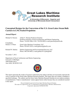 Tab 4 Conversion of the U.S-Great Lakes Steamships to LNG, Dr. Michael Parsons