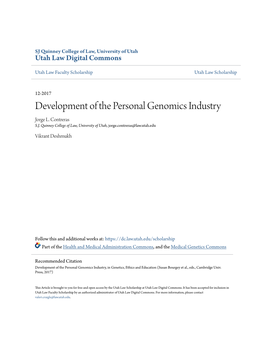 Development of the Personal Genomics Industry Jorge L