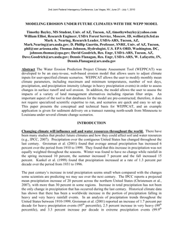 Modeling Erosion Under Future Climates with the Wepp Model