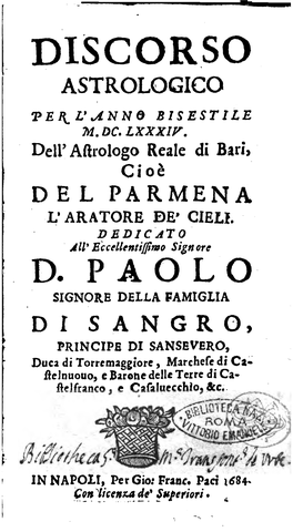 Discorso Astrologico Per L'anno Bisestile 1684. Dell'astrologo Reale