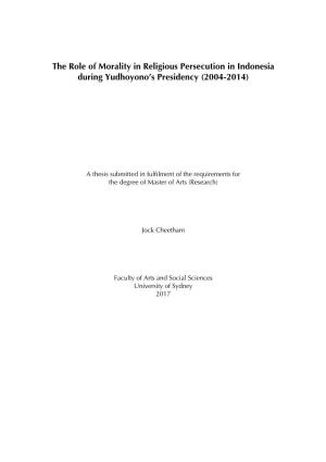 The Role of Morality in Religious Persecution in Indonesia During Yudhoyono's Presidency (2004-2014)
