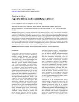 Review Article Hypopituitarism and Successful Pregnancy
