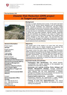 Disaster Risk Reduction (DRR) Project in Tsageri and Lentekhi