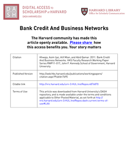 Bank Credit and Business Networks