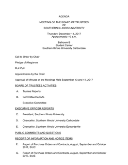 Agenda Meeting of the Board