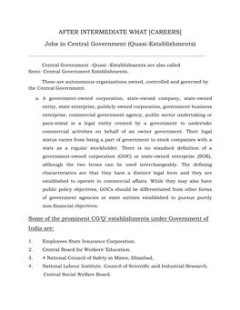 [CAREERS] Jobs in Central Government (Quasi-Establishments)