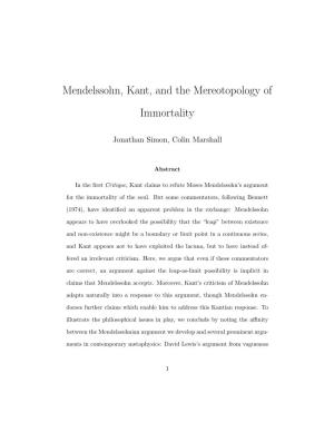 Mendelssohn, Kant, and the Mereotopology of Immortality