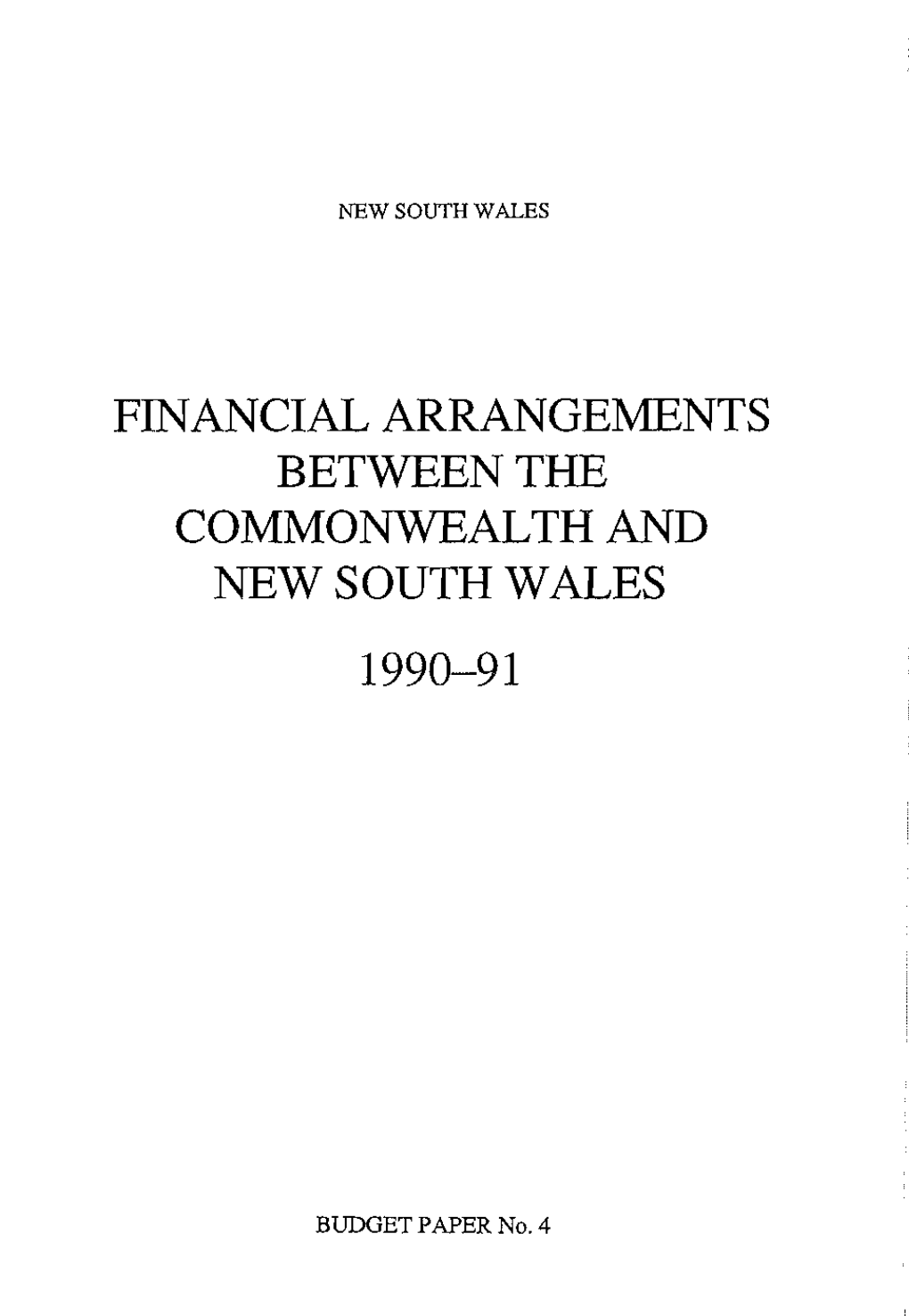 Financial Arrangements Between the Commonwealth and New South Wales 1990-91