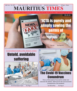 Mauritius Times Epaper Friday 23 April 2021