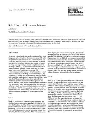 Side Effects of Doxapram Infusion
