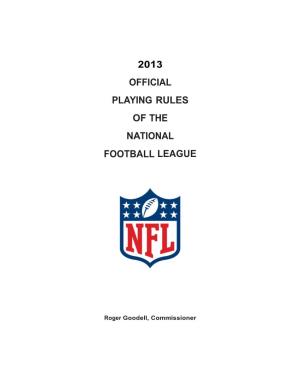 NFL: 2013 Official Playing Rules of the National Football League
