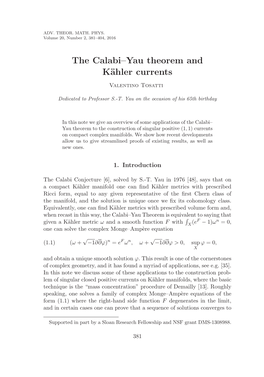 The Calabi–Yau Theorem and Kähler Currents