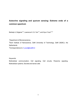 Autocrine Signaling and Quorum Sensing: Extreme Ends of a Common Spectrum