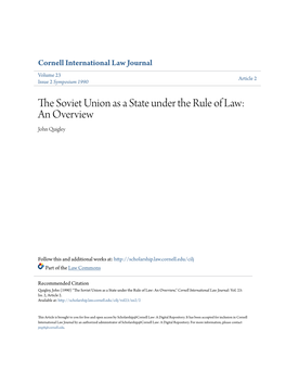 The Soviet Union As a State Under the Rule of Law: an Overview
