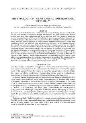 The Typology of the Historical Timber Bridges of Turkey