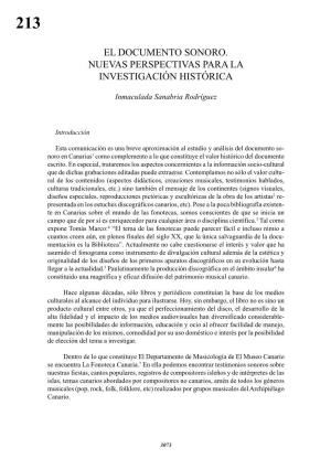 El Documento Sonoro. Nuevas Perspectivas Para La Investigación Histórica