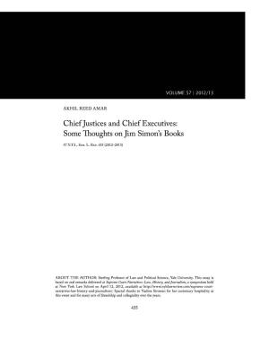 Chief Justices and Chief Executives: Some Thoughts on Jim Simon's Books