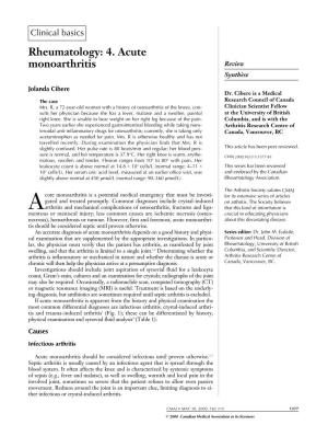 Rheumatology: 4. Acute Monoarthritis Review Synthèse